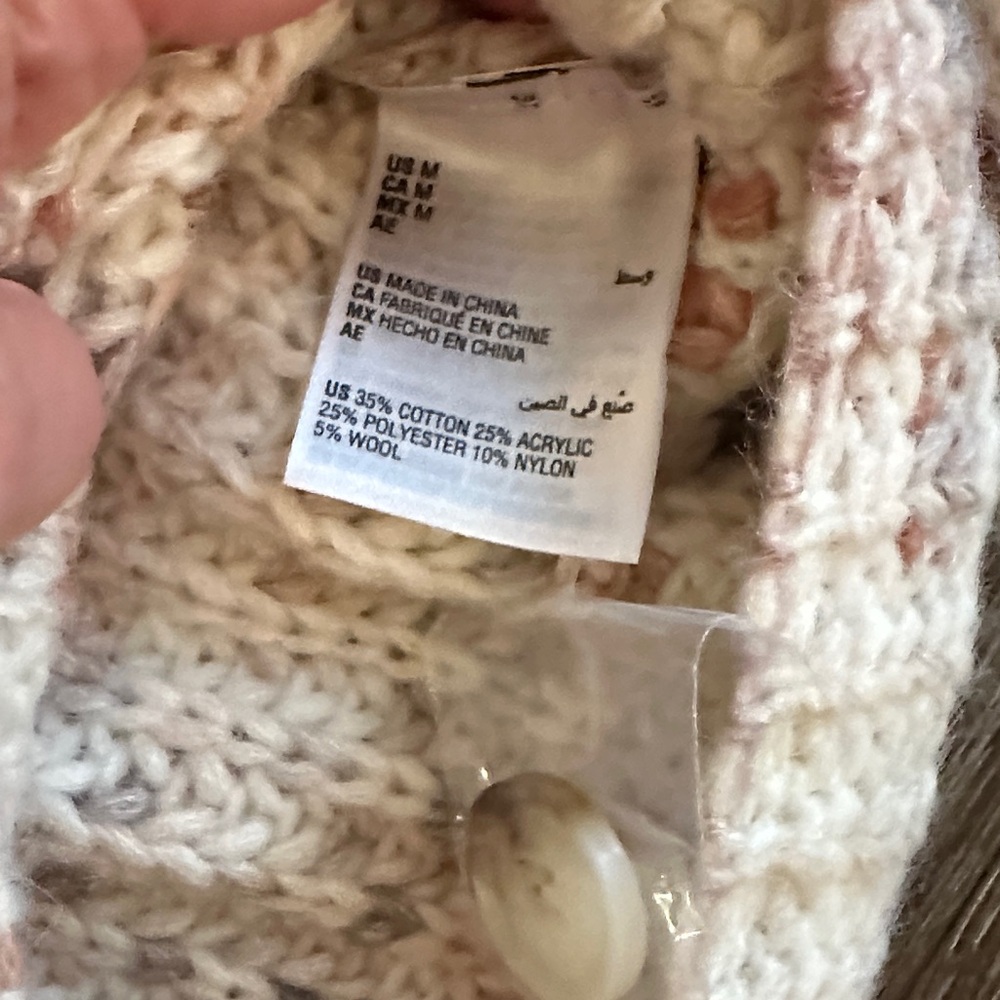 Cream and Pink Knit Cardigan - Picture 4 of 8